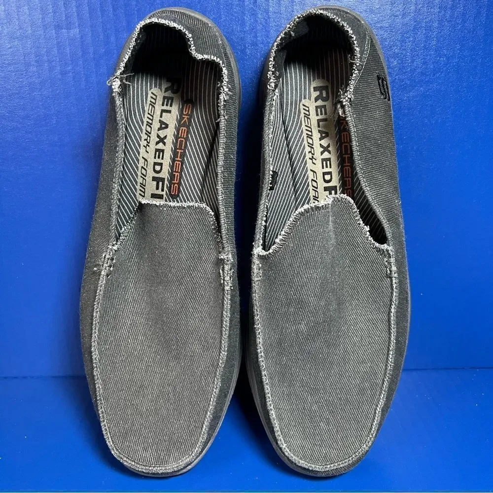 Skechers Superior Relaxed Fit‎ Canvas Slip On Loafers Grey Mens 10.5